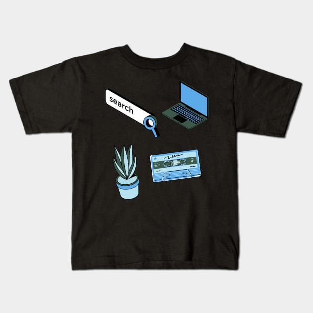 Cybercore Blue and Turqouise Neon Y2k Cyberspace Kids T-Shirt by madiwestdal